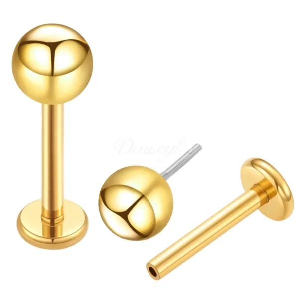 Daweys DS2011 F136 Titanium Threadless Labret Lip Stud Piercing Jewelries - Imagem 2