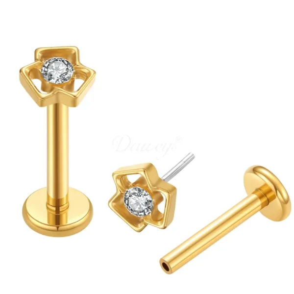 Daweys DS2012 Creative Zircon ASTM F136 Titanio Threadless Labret Labbro Piercing - Immagine 2