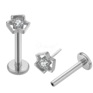 Daweys DS2012 Creative Zircon ASTM F136 Titanium Threadless Labret Lip Ear Stud Piercing