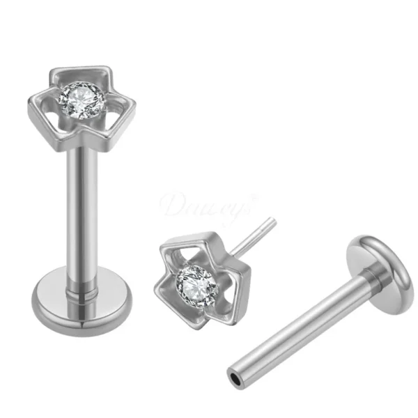 Daweys DS2012 Creative Zircon ASTM F136 Titanio Threadless Labret Labbro Piercing