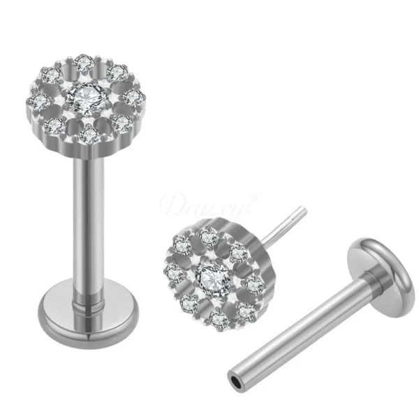 Daweys DS2014 9-Cilíndrico de cilindro Astm F136 Titanio Labret Labret Labio & Perno de orejas
