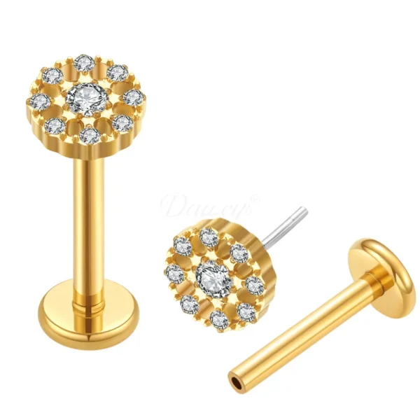 Daweys DS2014 9-Cilíndrico de cilindro Astm F136 Titanio Labret Labret Labio & Perno de orejas - Imagen 2