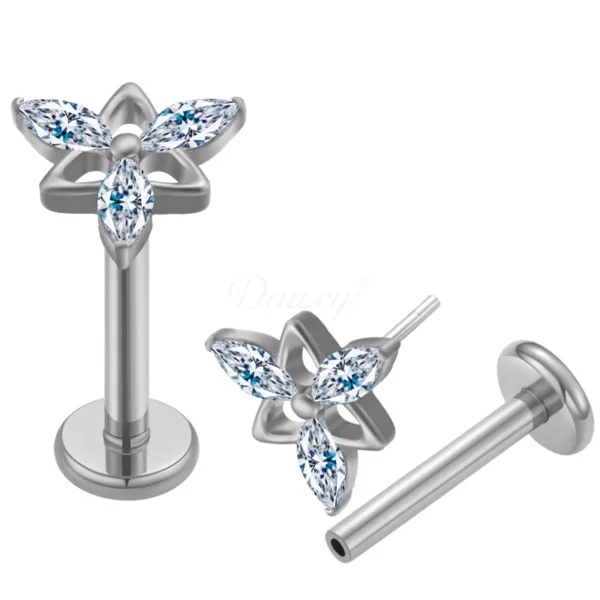 Daweys DS2015 G23 Titanium Threadless Lip Ear Stud Piercing Jewelry