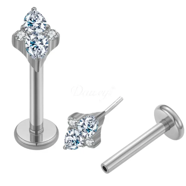 Daweys DS2021 Arrow-Shaped Zirconia Set Lip Stud Piercing Jewelry Threadless Labret