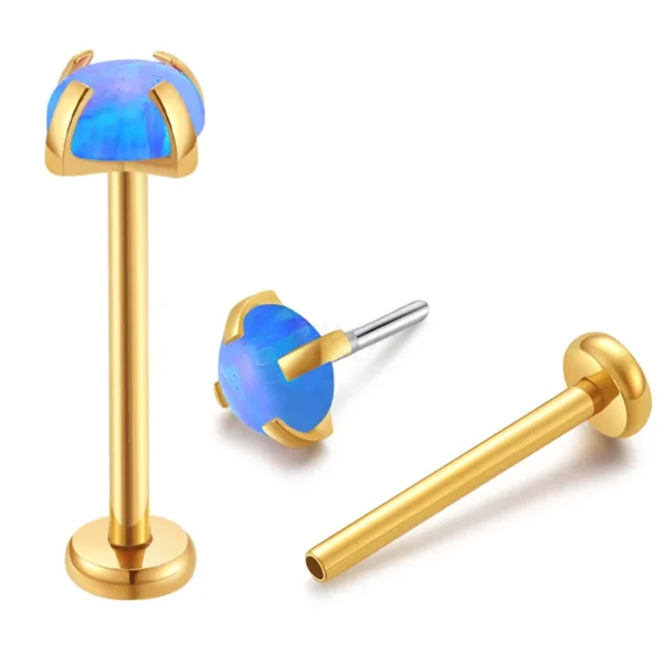 Daweys DS2022 Opal Threadless Labret ASTM F136 Titanio Piercing Gioielli - Immagine 4