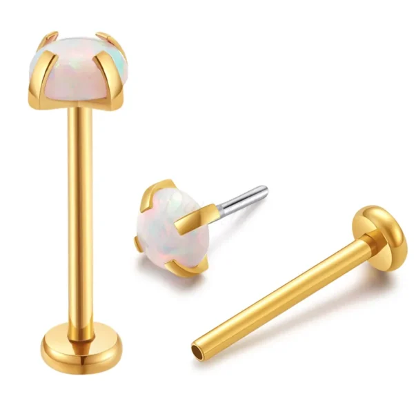 Daweys DS2022 Opal Threadless Labret ASTM F136 Titanio Piercing Gioielli - Immagine 2