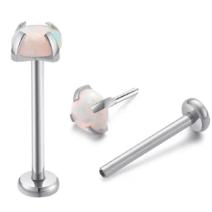 Daweys DS2022 Opal Threadless Labret ASTM F136 Titanium Piercing Jewelry Studs