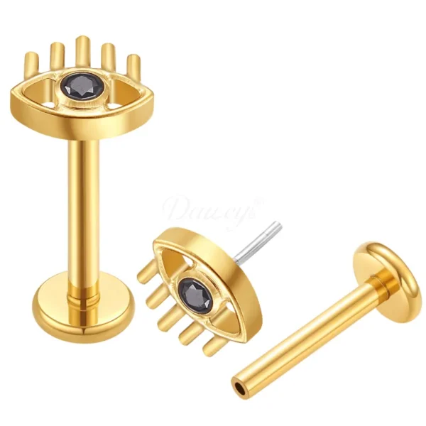 Daweys DS2023 Hand & Eye Threadless Labret ASTM F136 Titanium Protective Symbol Piercing - Immagine 2