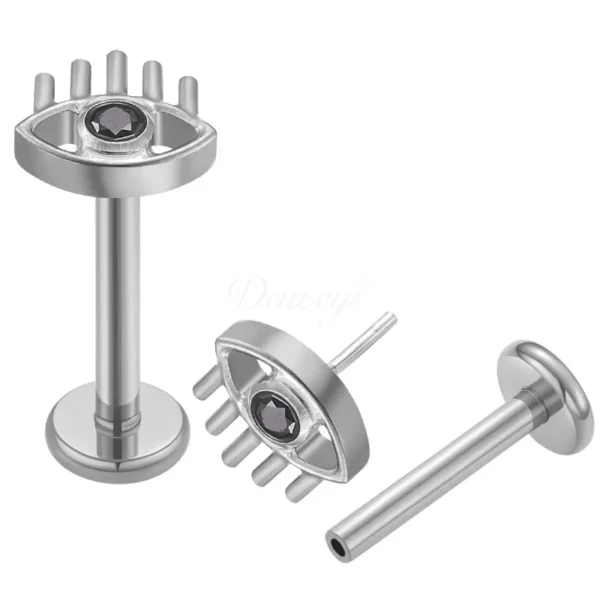 Daweys DS2023 Hand & Eye Threadless Labret ASTM F136 Titanium Protective Symbol Piercing