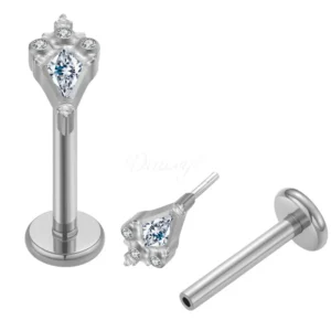 Daweys DS2024 Oval Zircon Plug Lip Piercing Elegant Sparkling Jewelry Threadless Labrets
