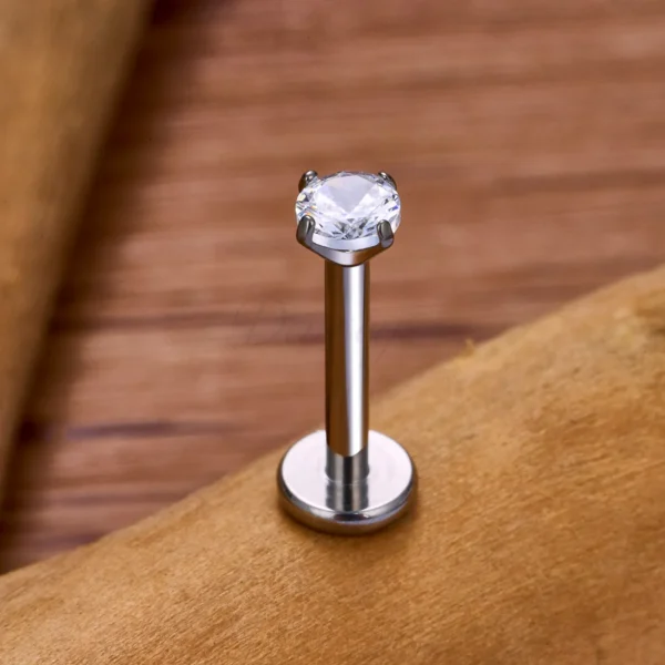 Daweys DS2045 Lip Stud Zircon Threadless labret Titanium Piercing Jewelry - Immagine 6
