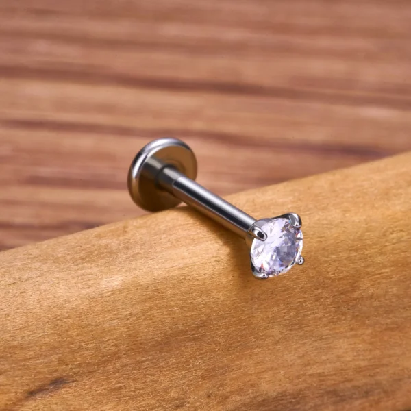 Daweys DS2045 Lip Stud Zircon Threadless labret Titanium Piercing Jewelry - Immagine 5