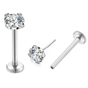 Daweys DS2045 Lip Stud Zircon Threadless labret Titanium Piercing Jewelry