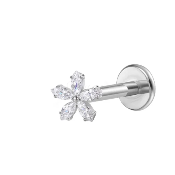 Daweys DS4187 Stilige Pentagonal Zircon Lip Stud Piercing Jewelry Labrets