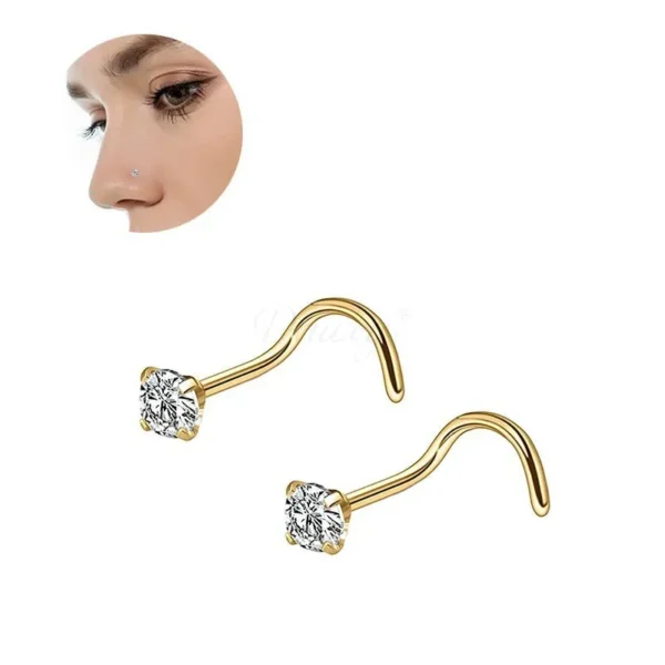 Daweys DSNS001 ASTM F136 Titanium Nose Stud Hypoallergenic Nose Jewelry Pin Stud - Bilde 4