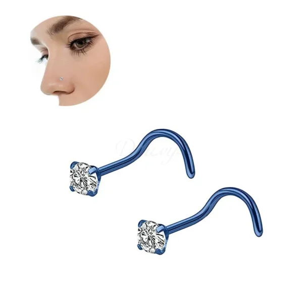 Daweys DSNS001 ASTM F136 Titanium Nose Stud Hypoallergenic Nose Jewelry Pin Stud - Bilde 2