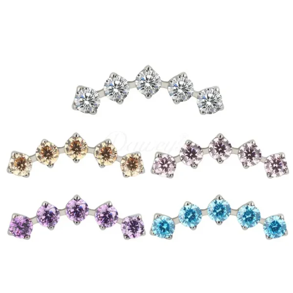 Daweys DS4345 ASTM F136 Titanium Labret with 5 CZ Gems for Cartilage & Helix Piercing