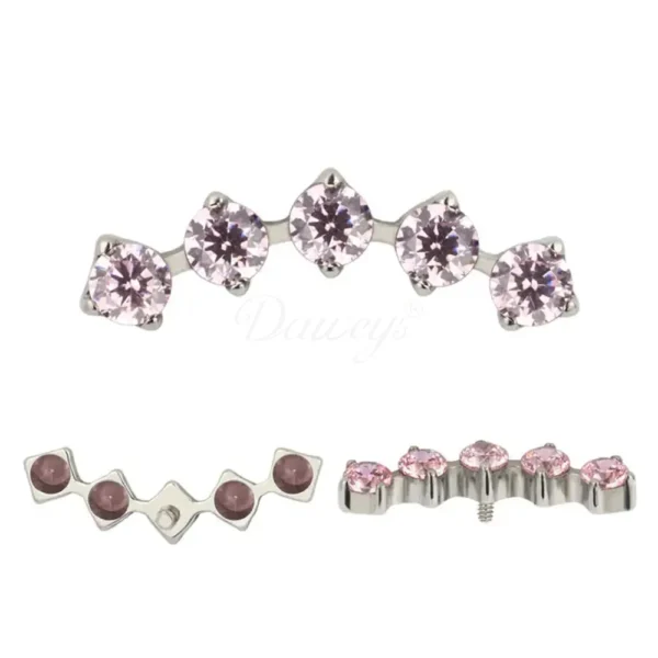 Daweys DS4345 ASTM F136 Titanium Labret with 5 CZ Gems for Cartilage & Helix Piercing - Predstavovať 4