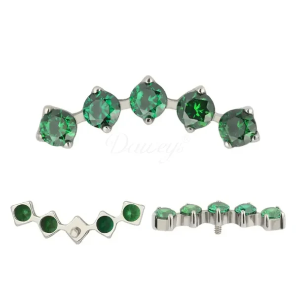 Daweys DS4345 ASTM F136 Titanium Labret with 5 CZ Gems for Cartilage & Helix Piercing - Predstavovať 6