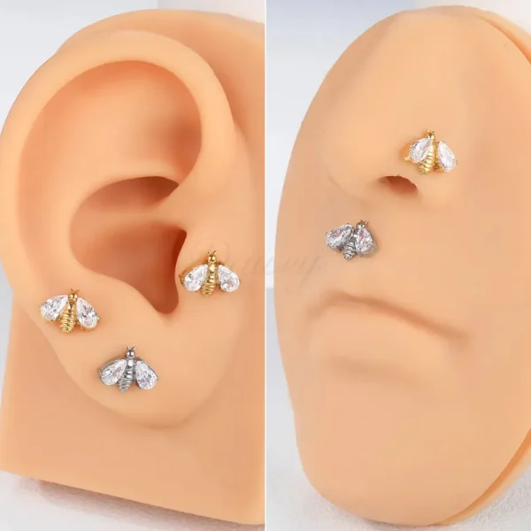 Daweys DS4346 Bee Lip Stud Cute ASTM F136 Titanium Piercing Jewelry for Trendy Style - Predstavovať 4