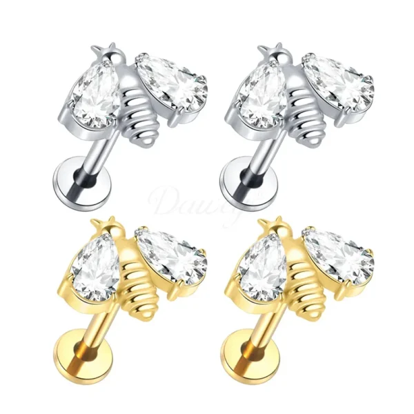Daweys DS4346 Bee Lip Stud Cute ASTM F136 Titanium Piercing Jewelry for Trendy Style - Predstavovať 2