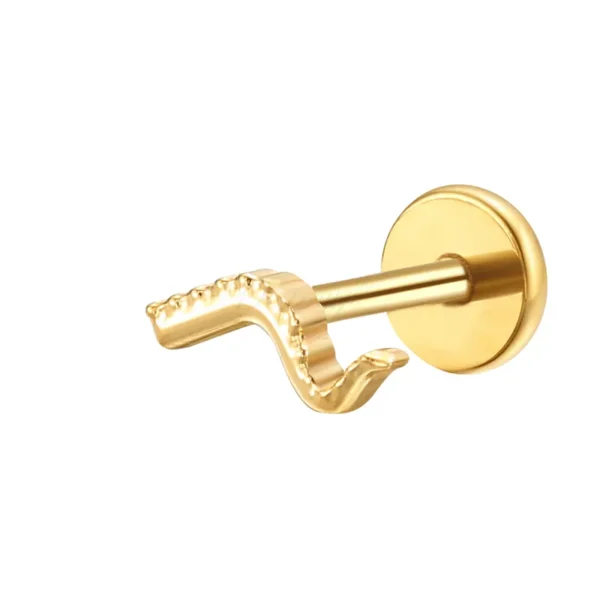 Daweys DS4347 Wave Lip Stud Stylish ASTM F136 Titanium Threaded Piercing Jewelry Labrets