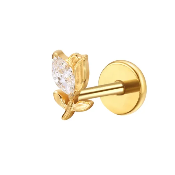 Daweys DS4348 Bloom Lip Stud Elegant ASTM F136 Titanium Piercing Jewelry Labrets