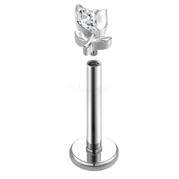 Daweys DS4348 Bloom Lip Stud Elegant ASTM F136 Titanium Piercing Jewelry Labrets - Predstavovať 2