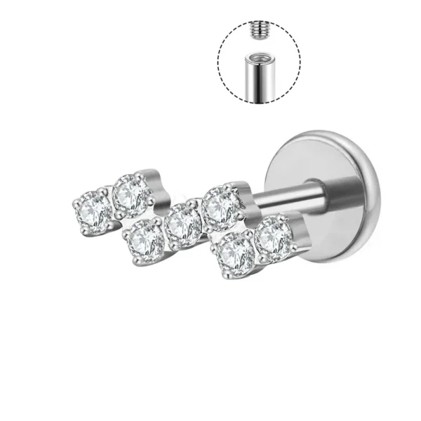 Daweys DS4349 Zigzag Lip Stud Geometric Angular Titanium Body Jewelry for Edgy Hypoallergenic Lip Piercings - Afbeelding 2