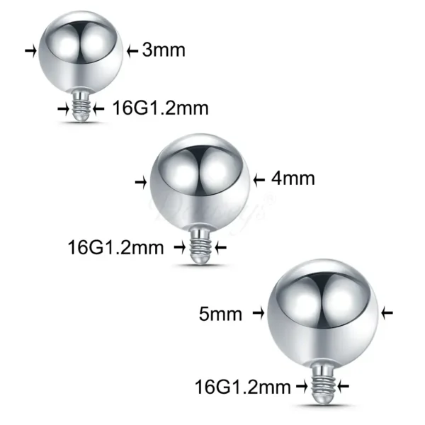 Daweys DS7002 ASTM F136 Titanium Internal Thread Ball 316L Body Piercing Jewelry Accessories - Bild 3
