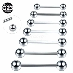Daweys DS7007 ASTM F136 Titanium External Thread Tongue Bar Durable Body Piercing Jewelry