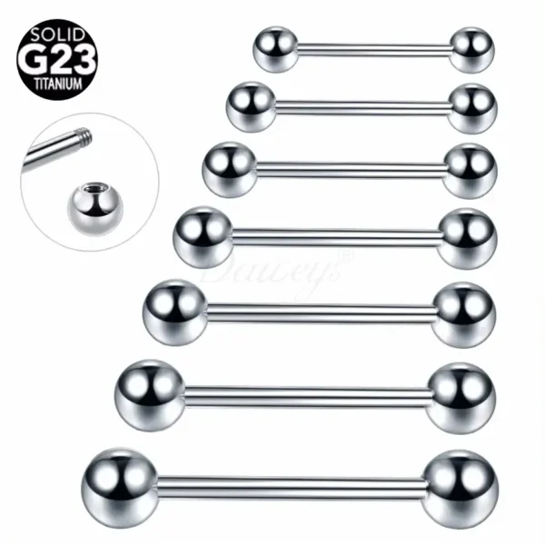 Daweys DS7007 ASTM F136 Titanium External Thread Tongue Bar Durable Body Piercing Jewelry