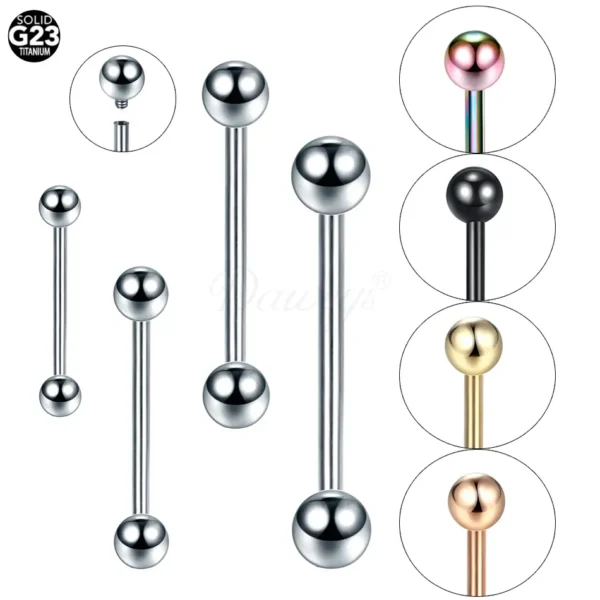 Daweys DS7008 ASTM F136 Titanium Internal Thread Tongue Bar Hypoallergenic & Durable Piercing Jewelry