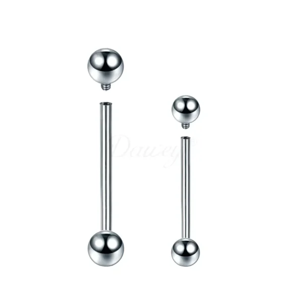 Daweys DS7008 ASTM F136 Titanium Internal Thread Tongue Bar Hypoallergenic & Durable Piercing Jewelry - Bild 2