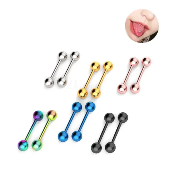 Daweys DS7008 ASTM F136 Titanium Internal Thread Tongue Bar Hypoallergenic & Durable Piercing Jewelry - Bild 4