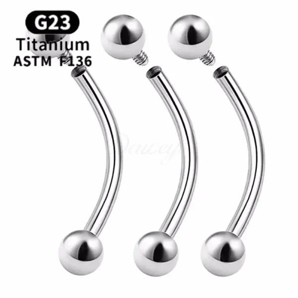 Daweys DS7010 ASTM F136 Titanium Internal Thread Eyebrow Stud Hypoallergenic Durable Piercing Jewelry