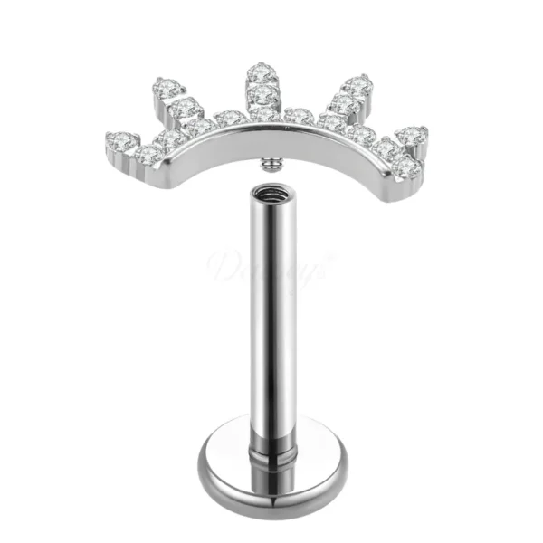 Daweys DS4265 Titanium Crown Labret Piercing – Hypoallergenic, Zircon Adorned, Stylish Gold Finish - Immagine 2