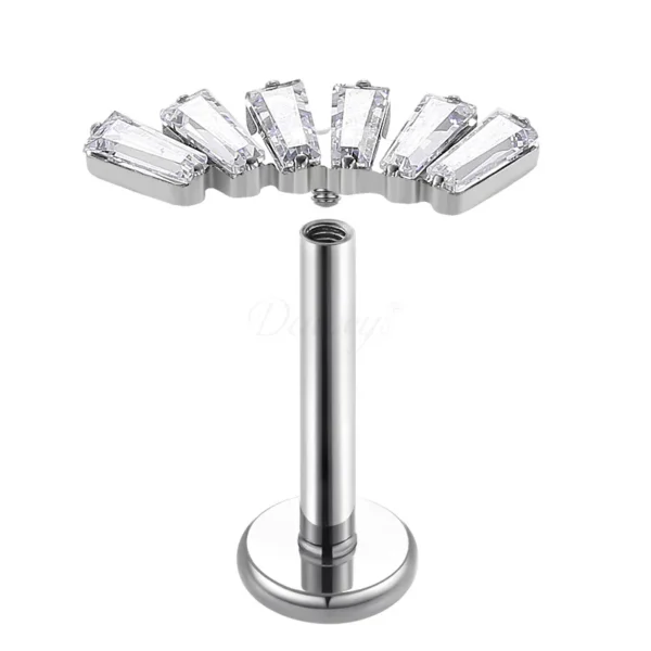 Daweys DS4286 Fan-shaped Titanium Hypoallergenic Body Jewelry Elegant Lip Piercing Stud Trendy Facial Piercing Labret Retainer - Image 2