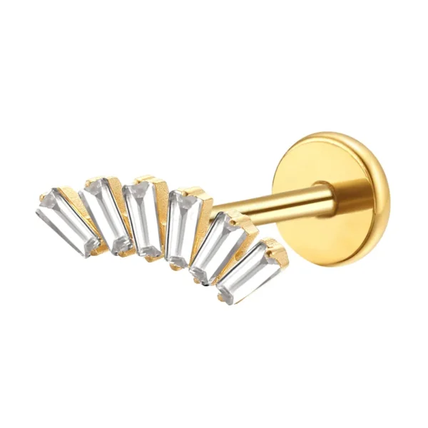 Daweys DS4286 Fan-shaped Titanium Hypoallergenic Body Jewelry Elegant Lip Piercing Stud Trendy Facial Piercing Labret Retainer