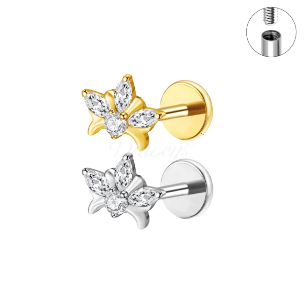 Daweys DS4368 F136 Elegancki tytan Labret Floral Design Blawling Schode Stud -Stud
