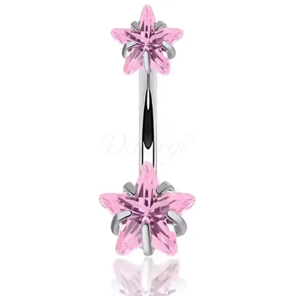 Daweys DS5013 Five Star ASTM F136 Titanium Belly Ring Surgical 316L Navel Piercing Jewelry - Obraz 4