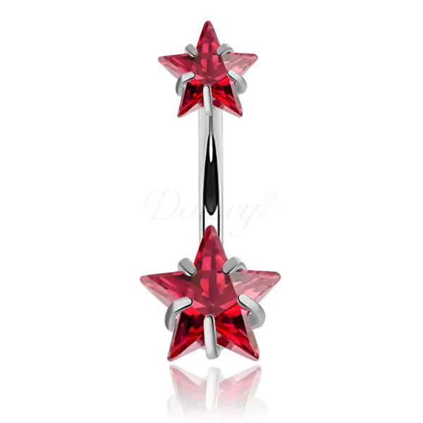 Daweys DS5013 Five Star ASTM F136 Titanium Belly Ring Surgical 316L Navel Piercing Jewelry - Obraz 3