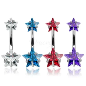 Daweys DS5013 Five Star ASTM F136 Titanium Belly Ring Surgical 316L Navel Piercing Jewelry