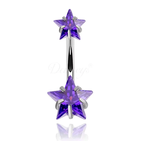 Daweys DS5013 Five Star ASTM F136 Titanium Belly Ring Surgical 316L Navel Piercing Jewelry - Obraz 2