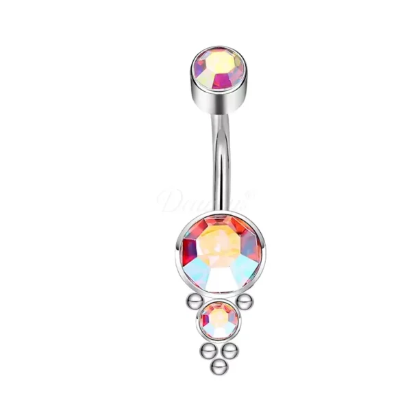 Daweys DS5015 Navel Ring Triple Crystal Design Elegant and Sparkling Piercing Belly Barbell - Image 5