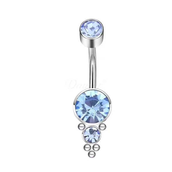 Daweys DS5015 Navel Ring Triple Crystal Design Elegant and Sparkling Piercing Belly Barbell - Image 4