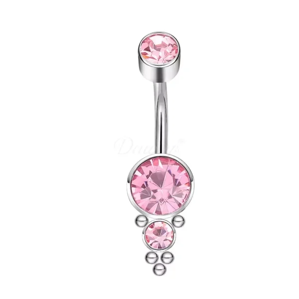 Daweys DS5015 Navel Ring Triple Crystal Design Elegant and Sparkling Piercing Belly Barbell - Image 3