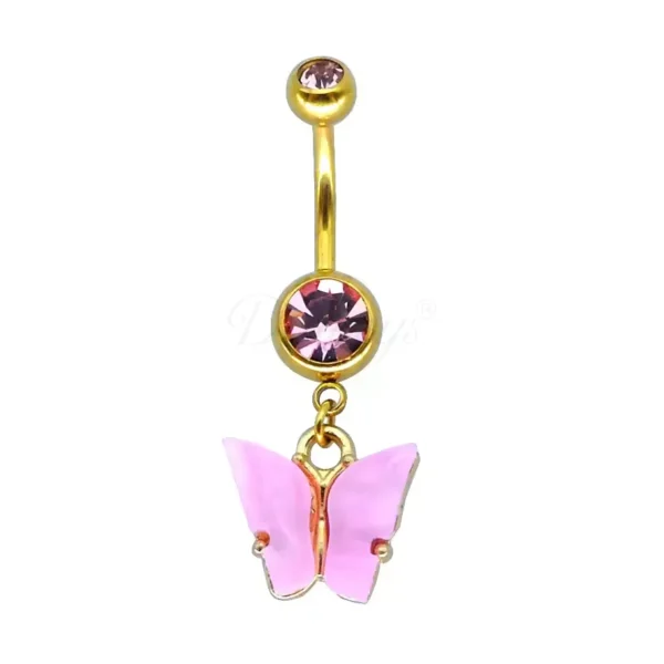 Daweys DS5017 Butterfly Navel Ring, Elegant F136 Titanium Belly Piercing with Charming Design - Predstavovať 2