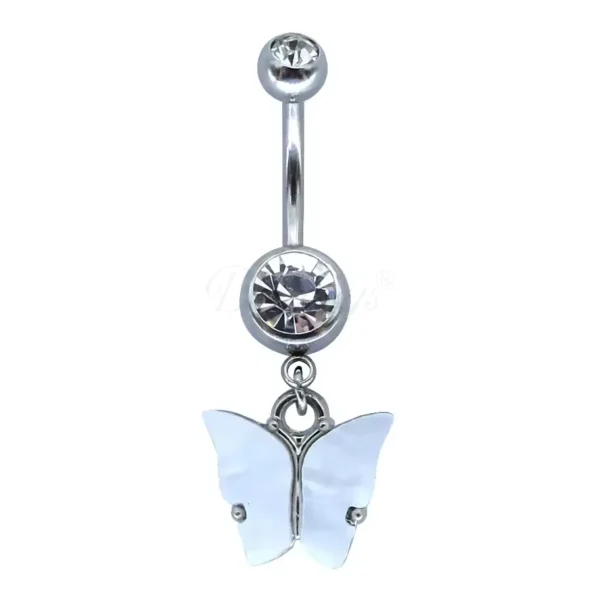Daweys DS5017 Butterfly Navel Ring, Elegant F136 Titanium Belly Piercing with Charming Design