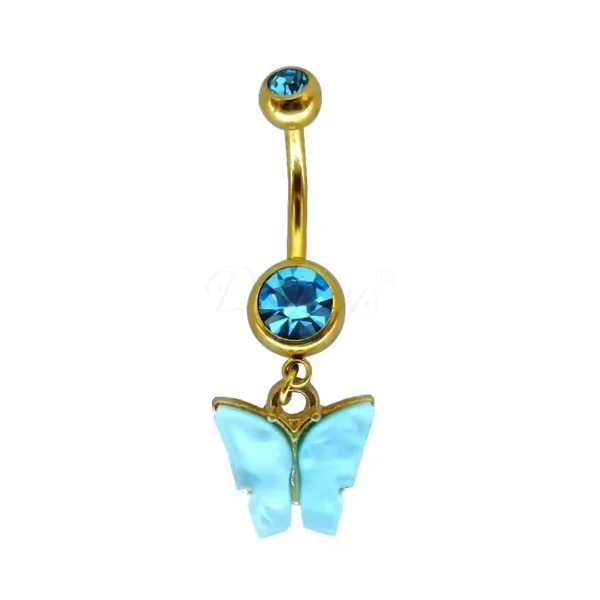 Daweys DS5017 Butterfly Navel Ring, Elegant F136 Titanium Belly Piercing with Charming Design - Predstavovať 3